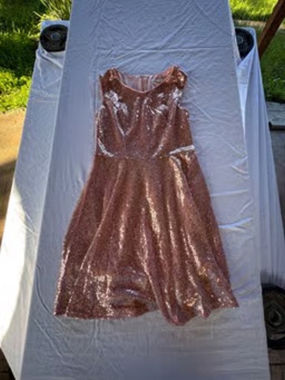 DRESSEVER SIZE MEDIUM M PINK ROSE GOLD SEQUIN DRESS LOT5861